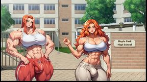 Futanari Muscle Growth World [ Femboy Hentai Game ] Ep.3 training our petite step sister in the living room !