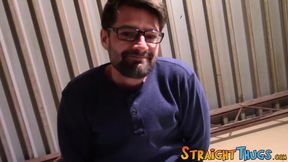 Handsome thug Mickey saving his load to have a messy jizz for his viewers