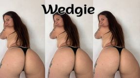Curvy girl does a wedgie