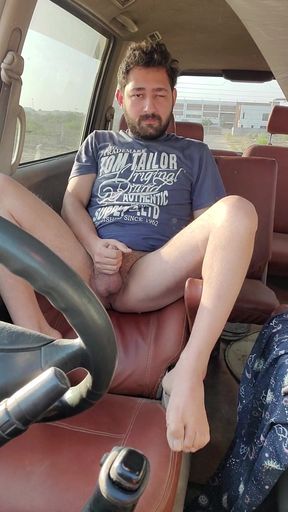 Jerking Cock On Fresh New Leather Seats