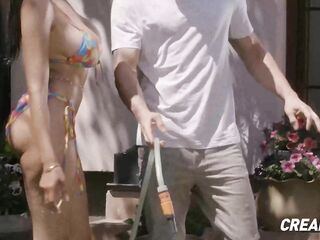 Breasty Bombshell Katrina Moreno Rides A Unbending Rod