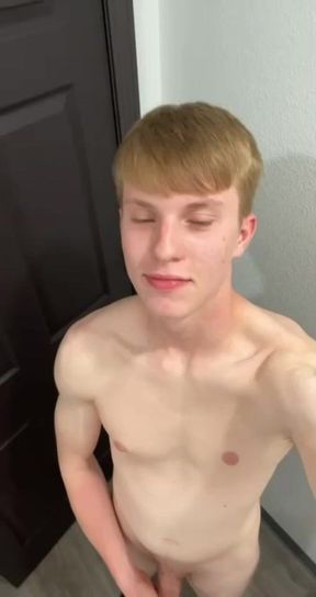 Blond german Lucas jerking big cock