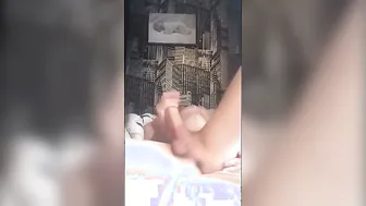 Twink Jerking Big Cock Gets Interrupted While Cumming