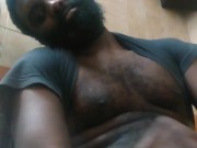 Black dick cumming in truck stop bathroom