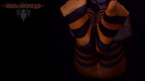 Joi Halloween Pantyhose Stripes In The Dark - Pantyhose Feet Joi - Nylon Foot Joi - Misha Mystique