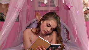 Little April in a babydoll fingering her wet pussy