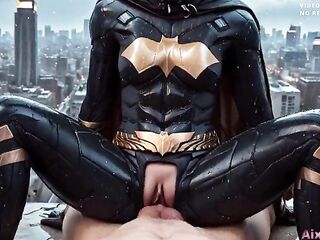 Batman Fucks His Batgirl Right on the Rooftops of Gotham .Comic book version. (AI Generated)