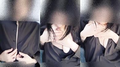 Her fingers tease her nipples in the car until she’s a panting mess