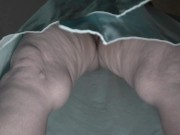 BBW granny hairy pussy upskirt bottom view.