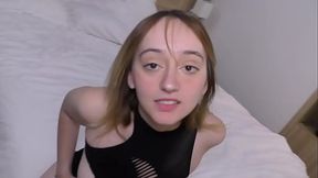 White girlfriend gets barebacked in hotel room by big black cock