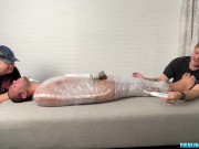 Matt and Ryder Stimulate Tickles On Mummified Pup Saki