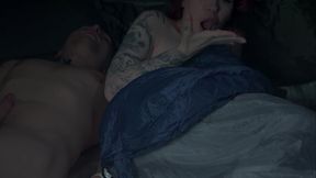 Step Mom&rsquo_s Secret Masturbation in Share Tent Turns Taboo fuck!