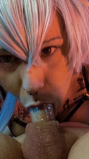 Cosplayer Gives Deepthroat Blowjob in 69