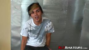 Young latino amateur with tattoos 1st masturbation interview