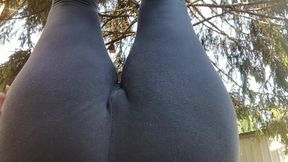 A Great Hot Wet Orgasm Inside Yoga Pants in a Outdoor Garden