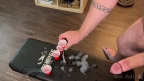 Frat Bro Fills Shooter Cups With Over a Dozen Ropes of Cum