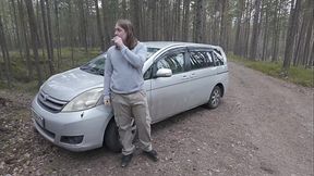 real teen couple fucks on the roadside in the car