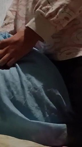 Super Skinny Girl Rubs Her Pussy on a Pillow and Cums Quickly so Her Parents Don't Catch Her