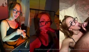 Hottie Call Me Slo Gets Cum On Her Glasses After A Blowjob