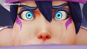 Cyber babe plays with huge cock in ultra realistic game