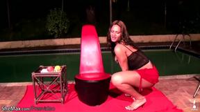 ”Gorgeous TS squeezes juice & load of cum out of shecock”