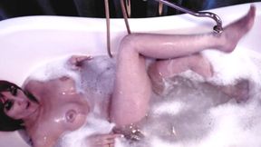 Goddess Eva latex fetish milf in bathroom foot fetish sexy mature pink hair wet tits big ass&#x1F351; solo