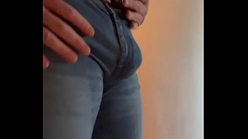 Cock in jeans leather