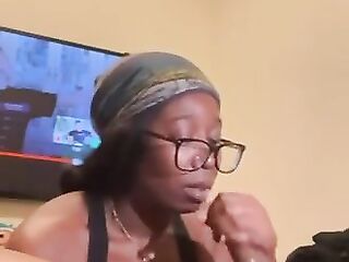 Black let me cum all over her glasses