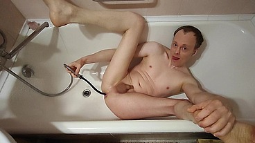 LanaTuls - Moscow Anal Slut and Whore - Deep ManCunt Cleaning in Bathtube with Long 25cm Tube