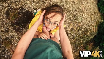 VIP4K. Stretched her pussy in the forest