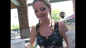 Beautiful blonde Callista goes wild in the public nude