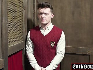 OMG! See what happens when twink confesses to priest in confession booth!