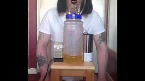 bisexual crossdresser with his portable cow milking machine part 1