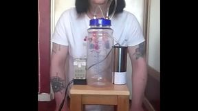 bisexual crossdresser with his portable cow milking machine part 1