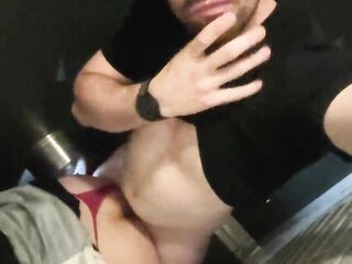 Risky sex in a public washroom: we get caught in the midst of an climax