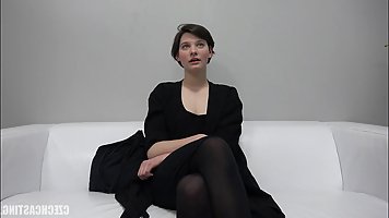 Charming Czech brunette, Anna went to a porn video casting to have some fun with horny guys