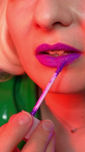 ASMR slowly lipstick tease
