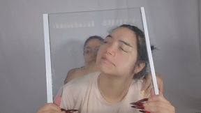 She smashes my beautiful face against the glass