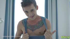 Self Fucking Inked Twink Jerks Off