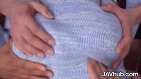 Horny Busty Rina Araki Goes to Fuck Four Guys at Once