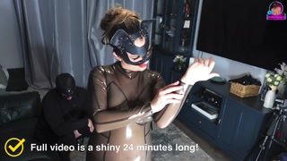 Training Zero Femdom Latex Haul Catsuit Shiny Dominatrix Slave Training BDSM Bondage Real Homemade