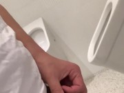Caged Chinese college slave pissing in public restroom