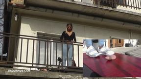 Mistress Olga and Natasa look at the scenery while stepping on the servant's tail Picture in the picture wmv