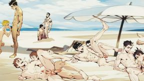 Gay Gangbang at the Beach Cartoon Hentai Animation