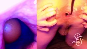 split screen look inside lina s gaping ass with eggs