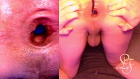 split screen look inside lina s gaping ass with eggs