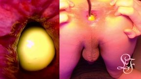 split screen look inside lina s gaping ass with eggs