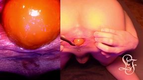 split screen look inside lina s gaping ass with eggs