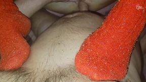 Stepmom in red long socks craves a fuck