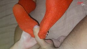 Stepmom in red long socks craves a fuck